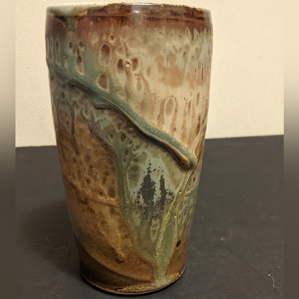 Handcrafted Ceramic Vase - Brown and Green